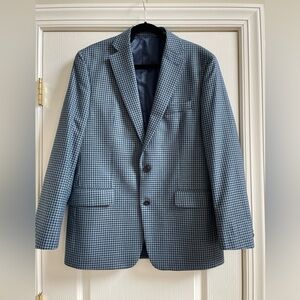Michael Kors Lite and Dark Blue Check Blazer Suit Jacket Size 42L